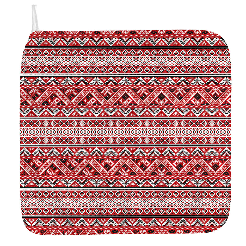 Red And White Native Tribal Print Hand Towel