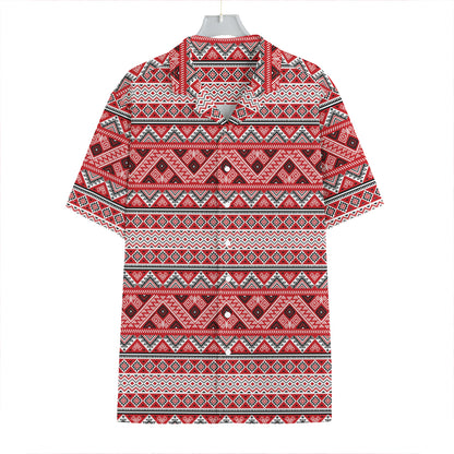 Red And White Native Tribal Print Hawaiian Shirt