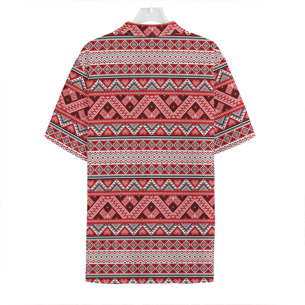 Red And White Native Tribal Print Hawaiian Shirt