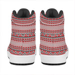 Red And White Native Tribal Print High Top Leather Sneakers