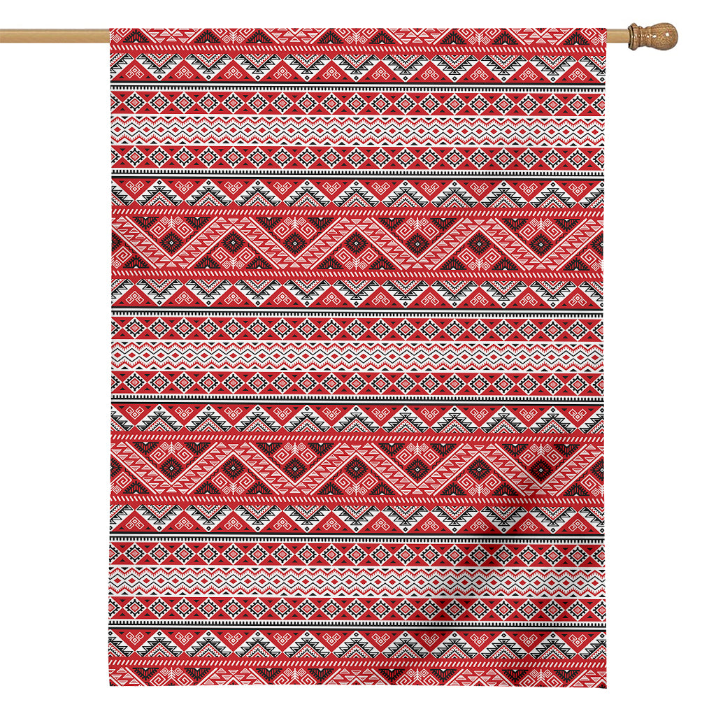 Red And White Native Tribal Print House Flag