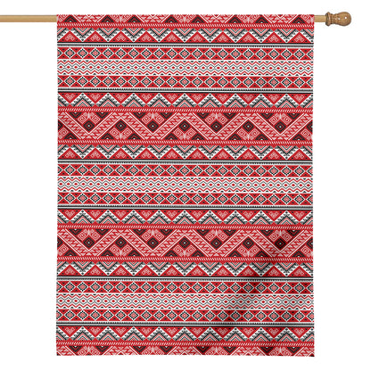 Red And White Native Tribal Print House Flag