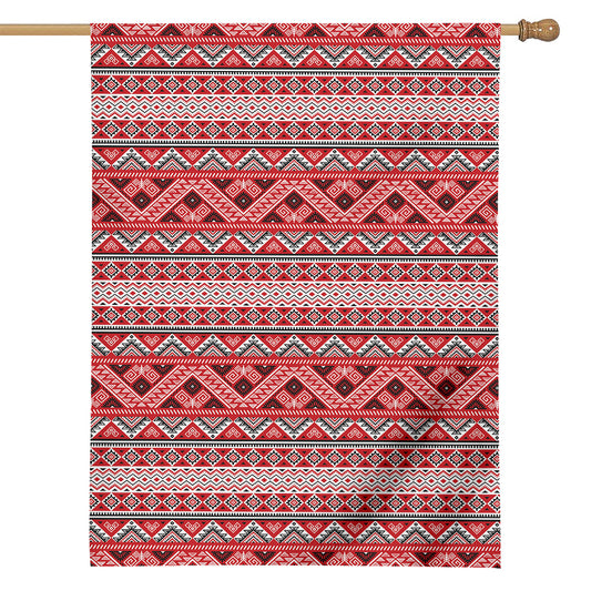 Red And White Native Tribal Print House Flag