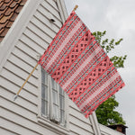 Red And White Native Tribal Print House Flag