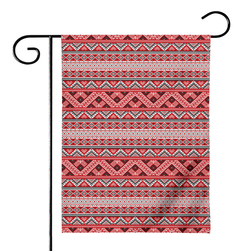 Red And White Native Tribal Print House Flag