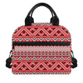 Red And White Native Tribal Print Insulated Lunch Bag