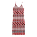Red And White Native Tribal Print Jersey Midi Cami Dress