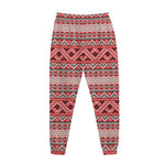 Red And White Native Tribal Print Jogger Pants