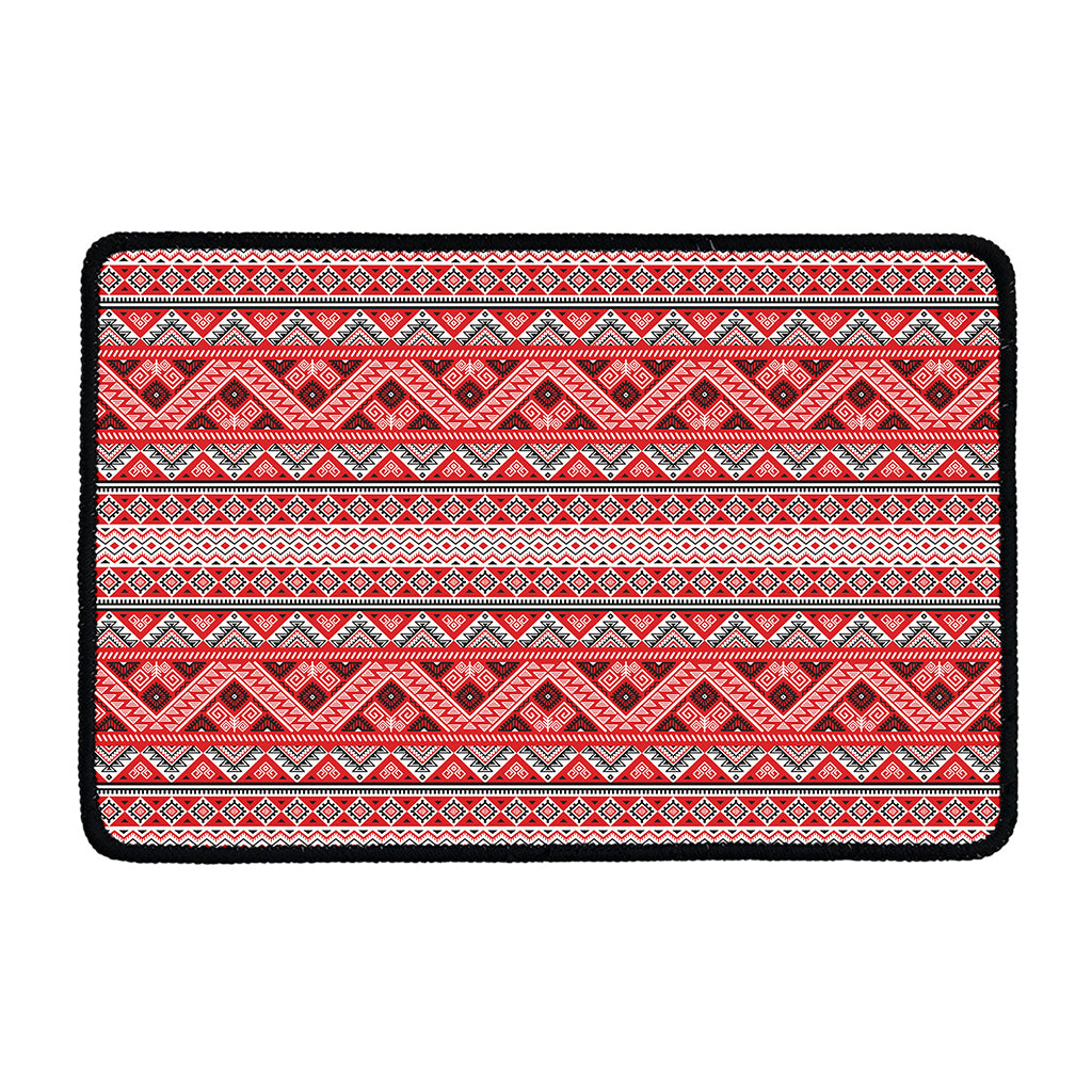 Red And White Native Tribal Print Kitchen Mat