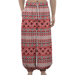 Red And White Native Tribal Print Lantern Pants
