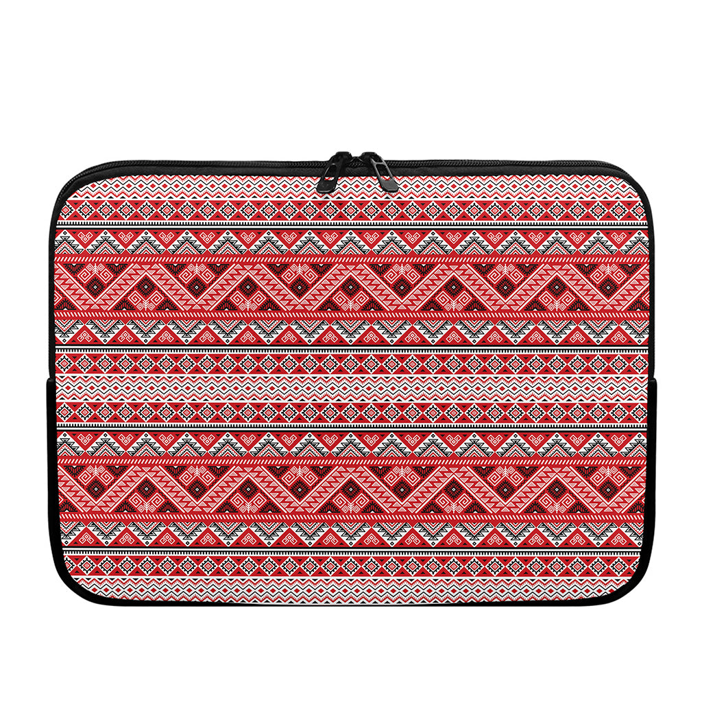 Red And White Native Tribal Print Laptop Sleeve