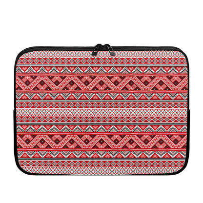 Red And White Native Tribal Print Laptop Sleeve