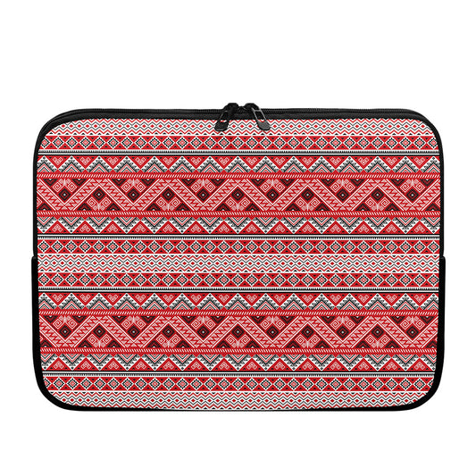 Red And White Native Tribal Print Laptop Sleeve