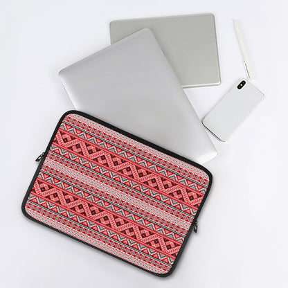 Red And White Native Tribal Print Laptop Sleeve