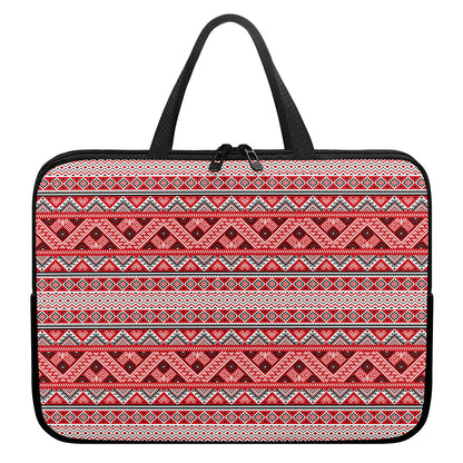 Red And White Native Tribal Print Laptop Sleeve With Handle