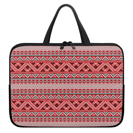 Red And White Native Tribal Print Laptop Sleeve With Handle