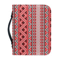 Red And White Native Tribal Print Leather Bible Cover