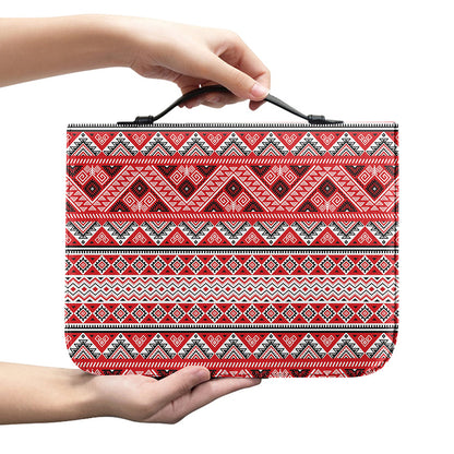 Red And White Native Tribal Print Leather Bible Cover