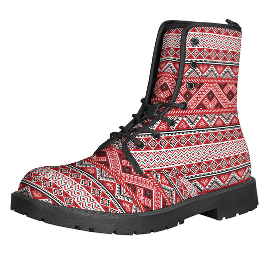 Red And White Native Tribal Print Backpack