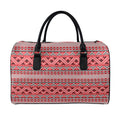 Red And White Native Tribal Print Leather Duffel Bag