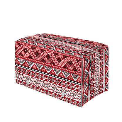 Red And White Native Tribal Print Leather Tissue Box Cover