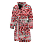 Red And White Native Tribal Print Men's Bathrobe