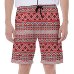 Red And White Native Tribal Print Men's Beach Shorts