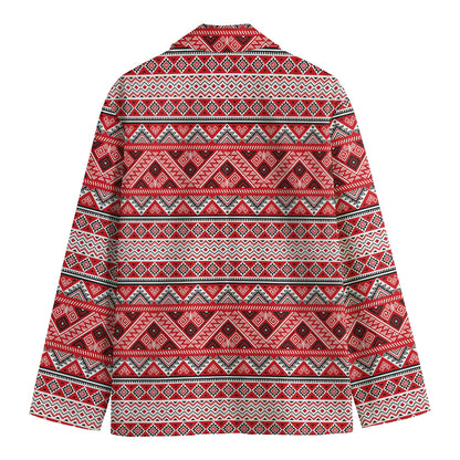 Red And White Native Tribal Print Men's Blazer