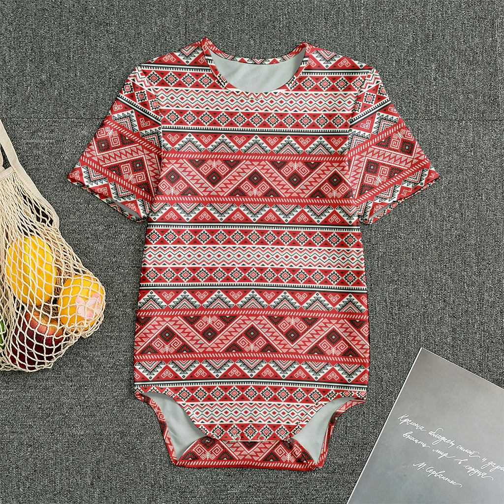 Red And White Native Tribal Print Men's Bodysuit