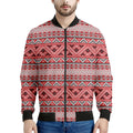 Red And White Native Tribal Print Men's Bomber Jacket