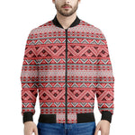 Red And White Native Tribal Print Men's Bomber Jacket
