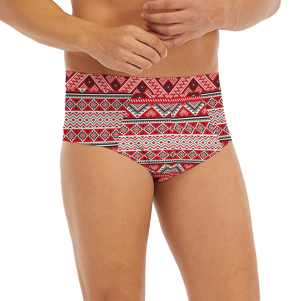 Red And White Native Tribal Print Men's Briefs