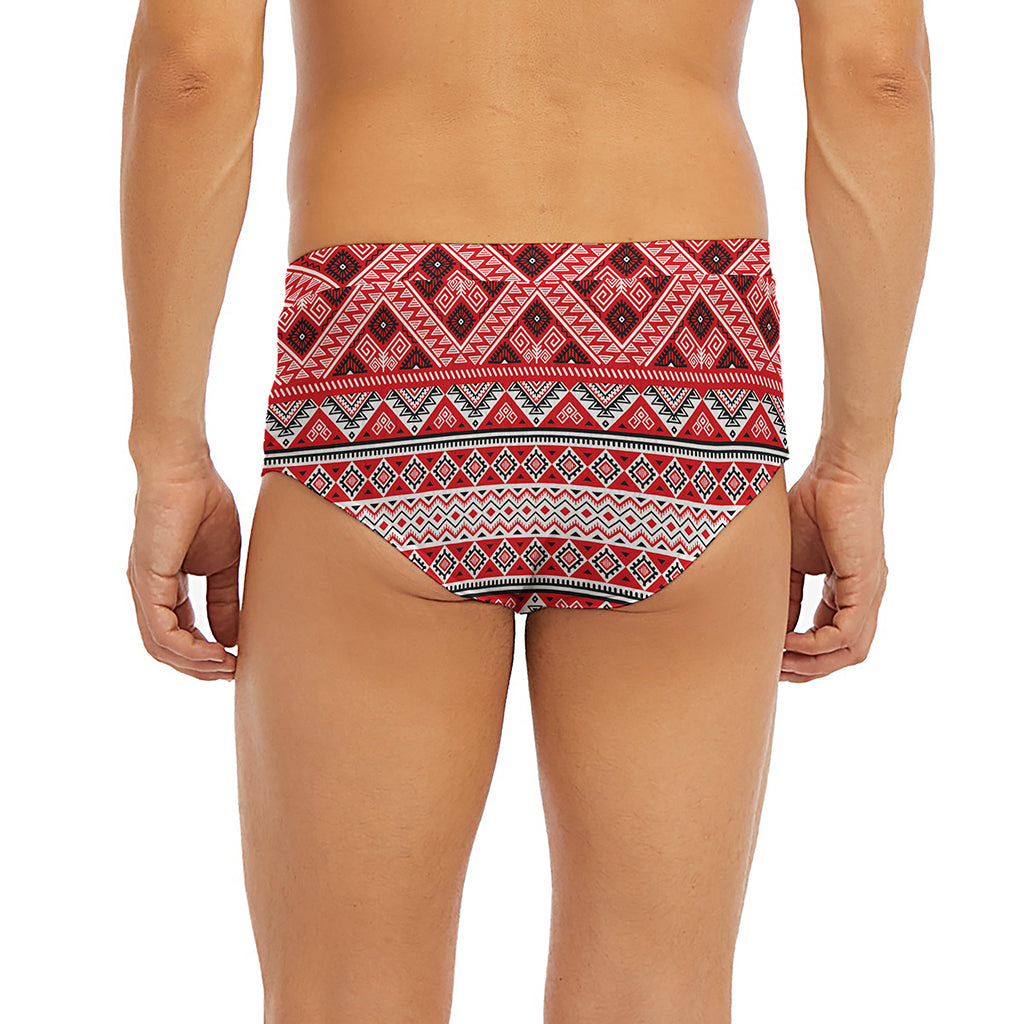 Red And White Native Tribal Print Men's Briefs