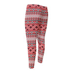 Red And White Native Tribal Print Men's Compression Pants