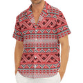 Red And White Native Tribal Print Men's Deep V-Neck Shirt