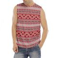 Red And White Native Tribal Print Men's Fitness Tank Top