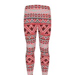 Red And White Native Tribal Print Men's leggings