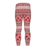 Red And White Native Tribal Print Men's leggings
