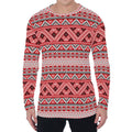 Red And White Native Tribal Print Men's Long Sleeve T-Shirt