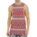 Red And White Native Tribal Print Men's Muscle Tank Top