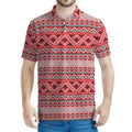 Red And White Native Tribal Print Men's Polo Shirt