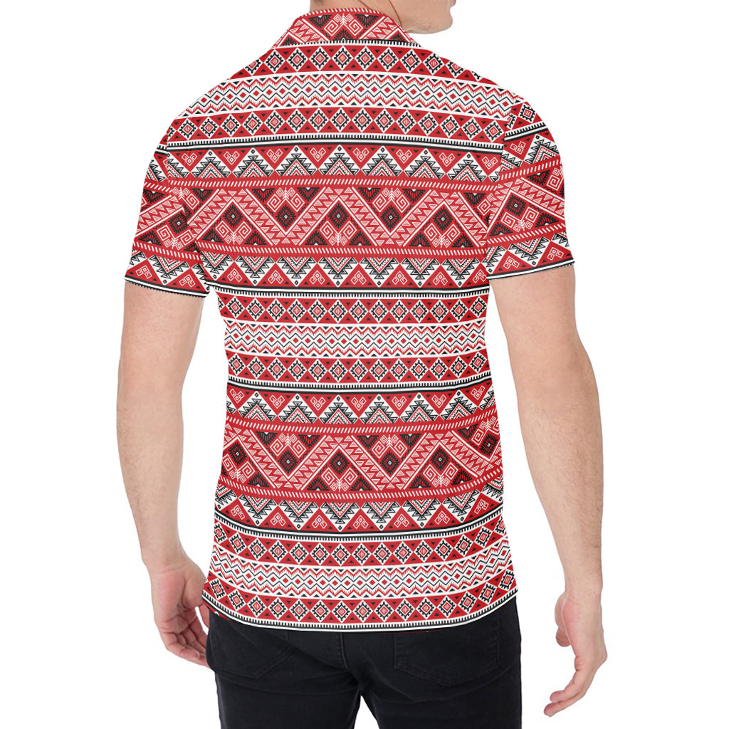 Red And White Native Tribal Print Men's Shirt
