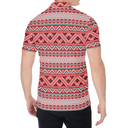 Red And White Native Tribal Print Men's Shirt