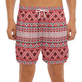 Red And White Native Tribal Print Men's Split Running Shorts