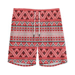 Red And White Native Tribal Print Men's Sports Shorts