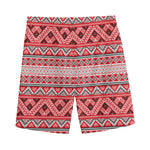 Red And White Native Tribal Print Men's Sports Shorts