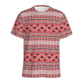 Red And White Native Tribal Print Men's Athletic T-Shirt