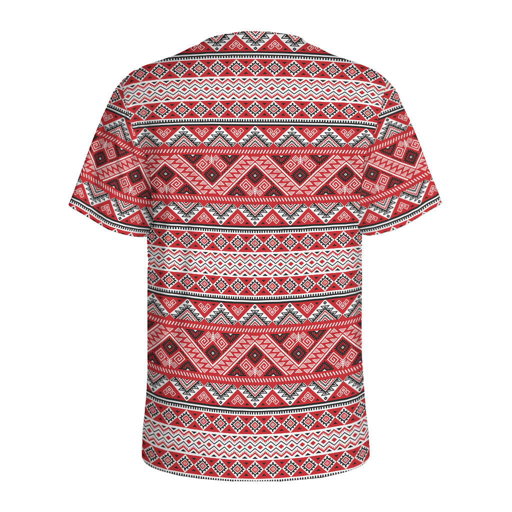 Red And White Native Tribal Print Men's Sports T-Shirt