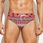 Red And White Native Tribal Print Men's Swim Briefs