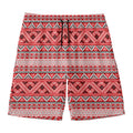 Red And White Native Tribal Print Men's Swim Trunks